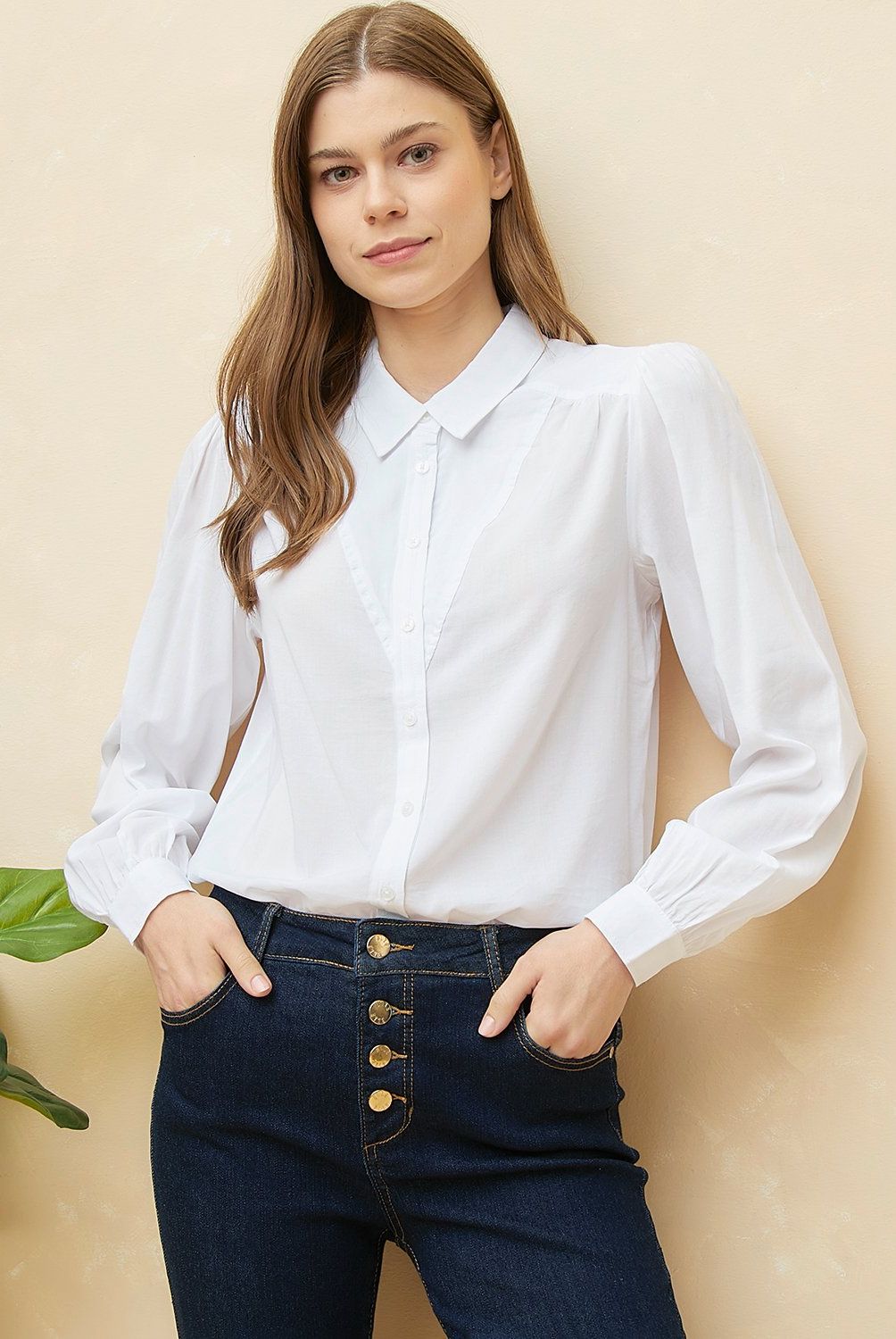 ELLE - Blusa Manga Larga Algodón Mujer Elle