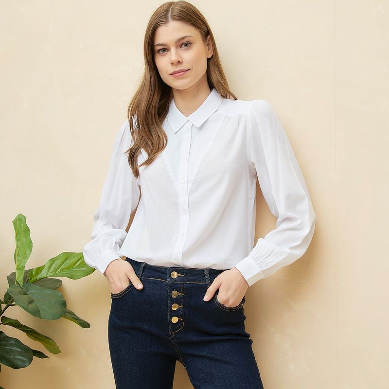 ELLE - Blusa Manga Larga Algodón Mujer Elle