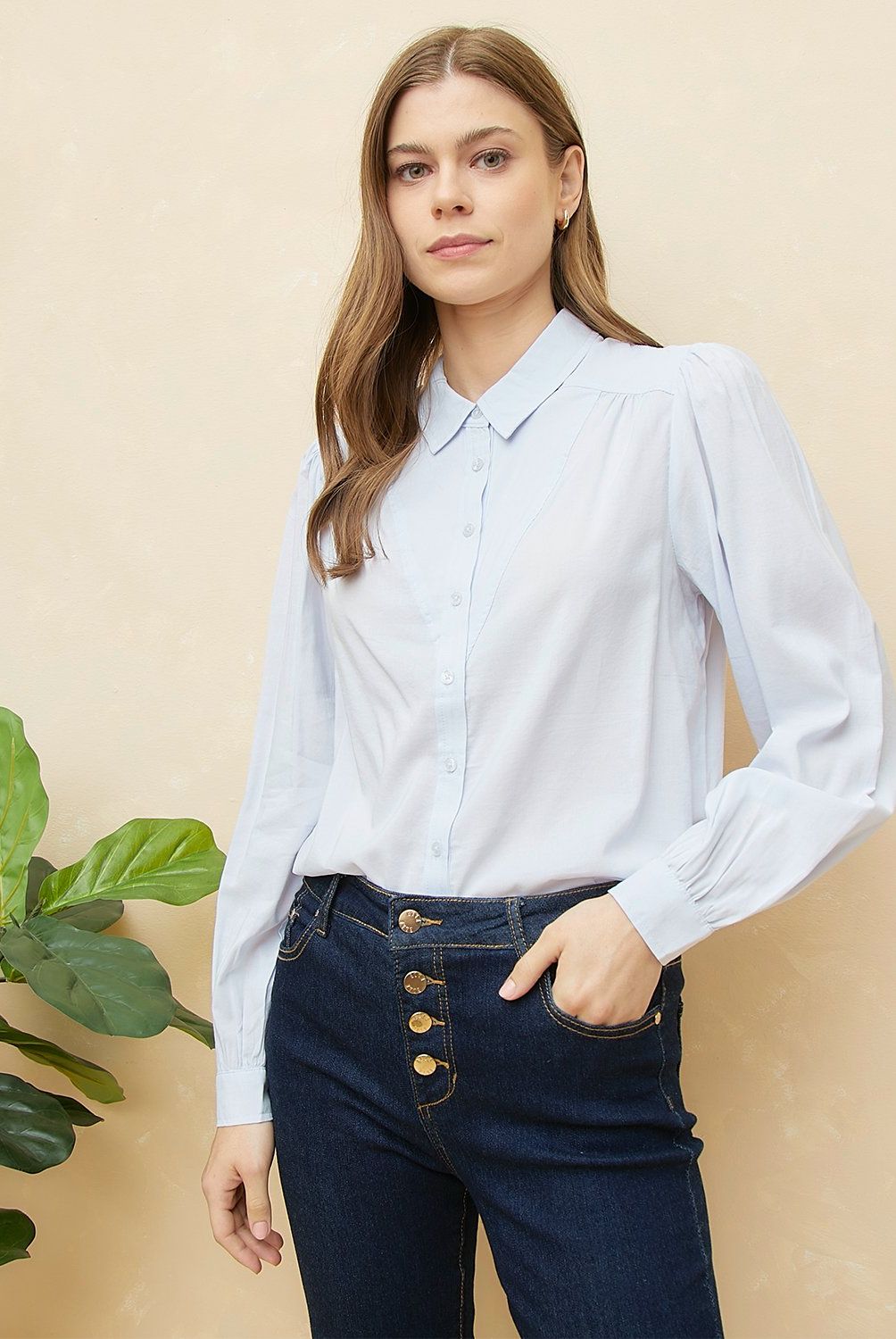 ELLE - Blusa Manga Larga Algodón Mujer Elle