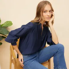 ELLE - Blusa Manga Larga Lyocell Mujer