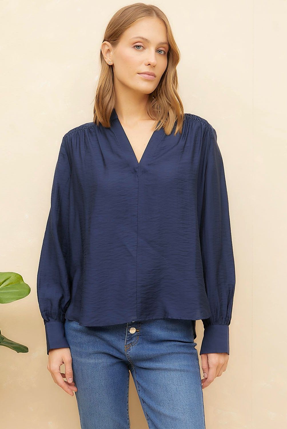 ELLE - Blusa Manga Larga Lyocell Mujer Elle