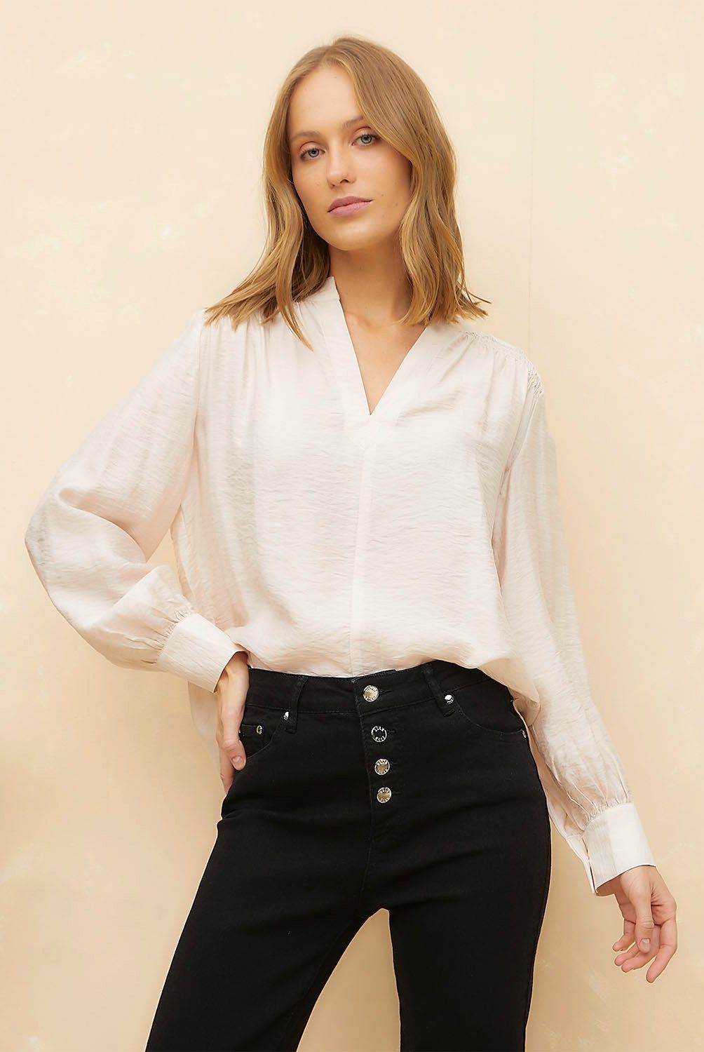 ELLE - Blusa Manga Larga Lyocell Mujer Elle