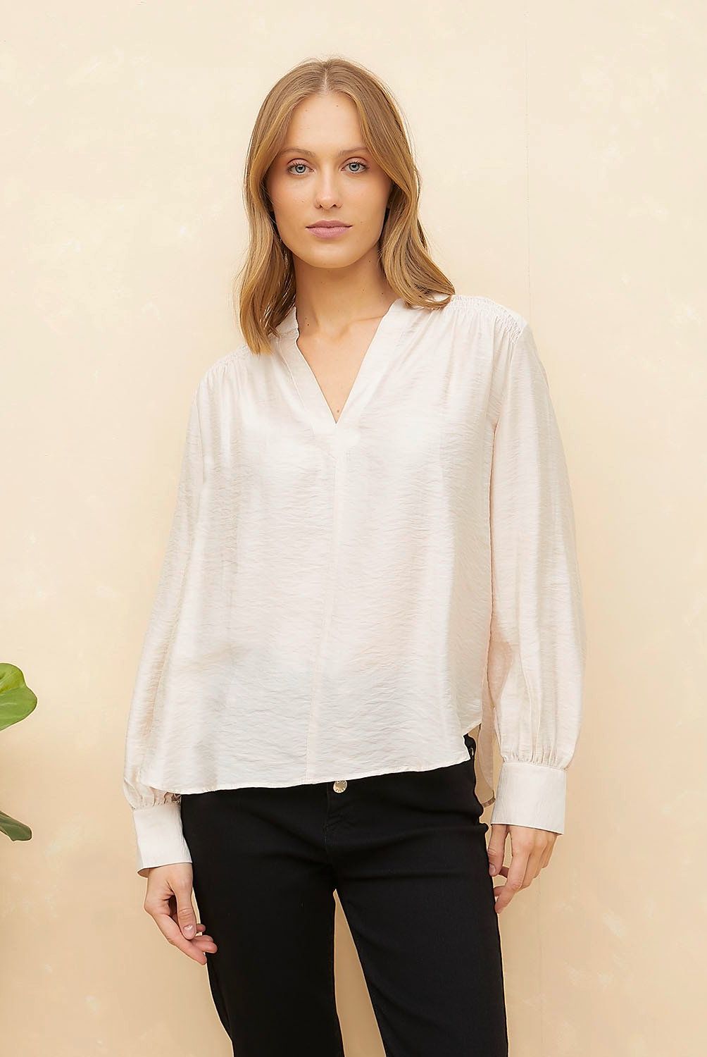 ELLE - Blusa Manga Larga Lyocell Mujer Elle