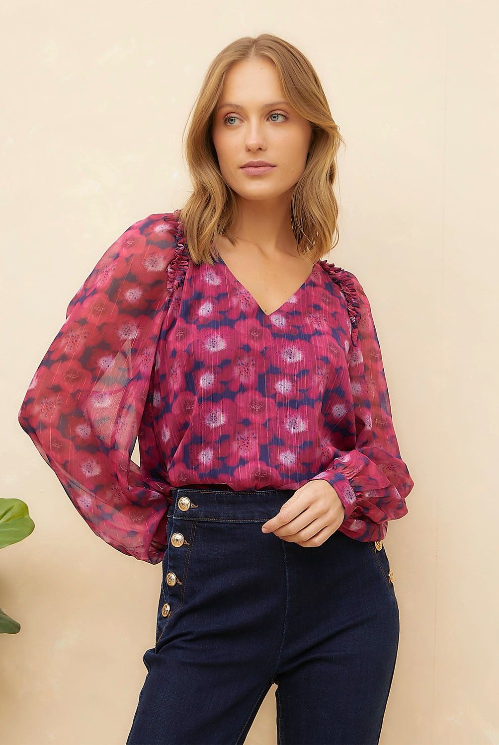 ELLE - Blusa Manga Larga Mujer Elle