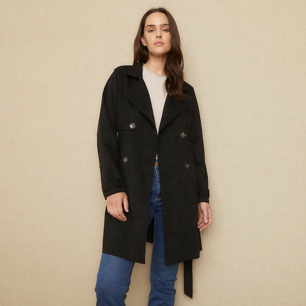 UNIVERSITY CLUB - Chaqueta University Club Suede Con Cinturón Mujer