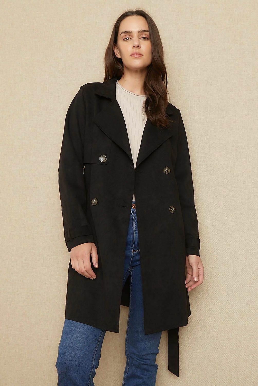 UNIVERSITY CLUB - Chaqueta University Club Suede Con Cinturón Mujer