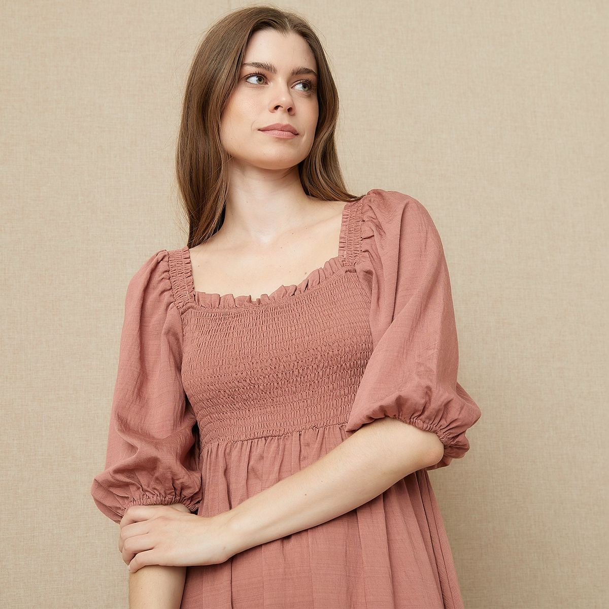 UNIVERSITY CLUB - Vestido Largo Mujer University Club Viscosa Manga 3/4 Casual