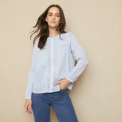 UNIVERSITY CLUB - Blusa Manga Larga Algodón Mujer