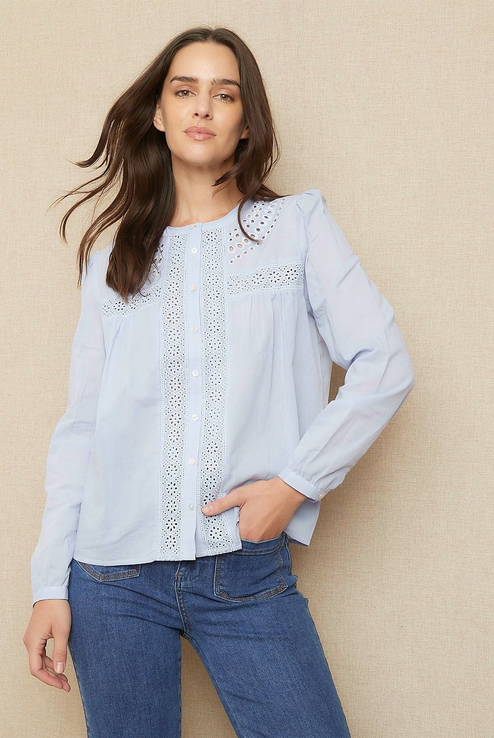 UNIVERSITY CLUB - Blusa Manga Larga Algodón University Club Mujer