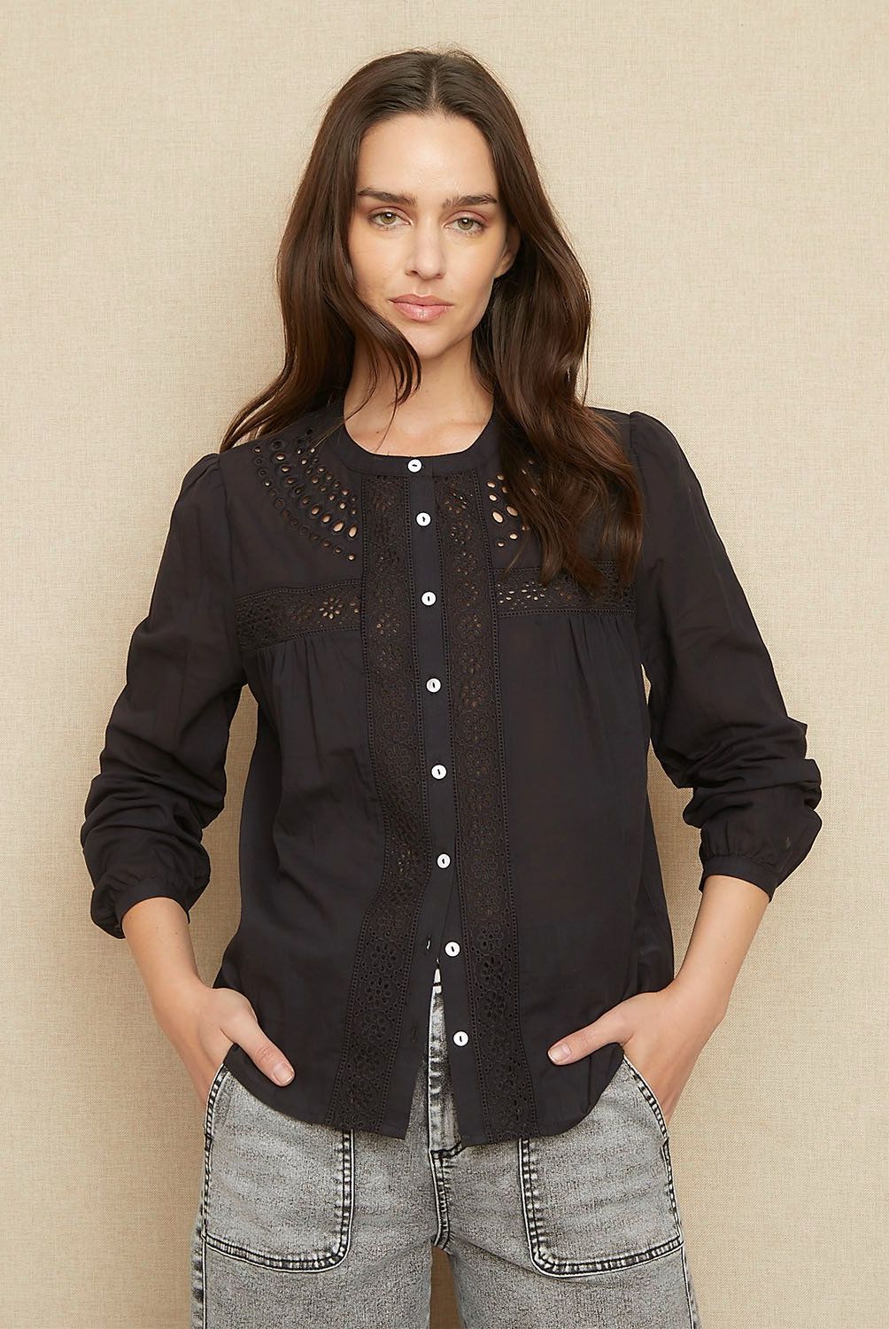 UNIVERSITY CLUB - Blusa Manga Larga Algodón University Club Mujer