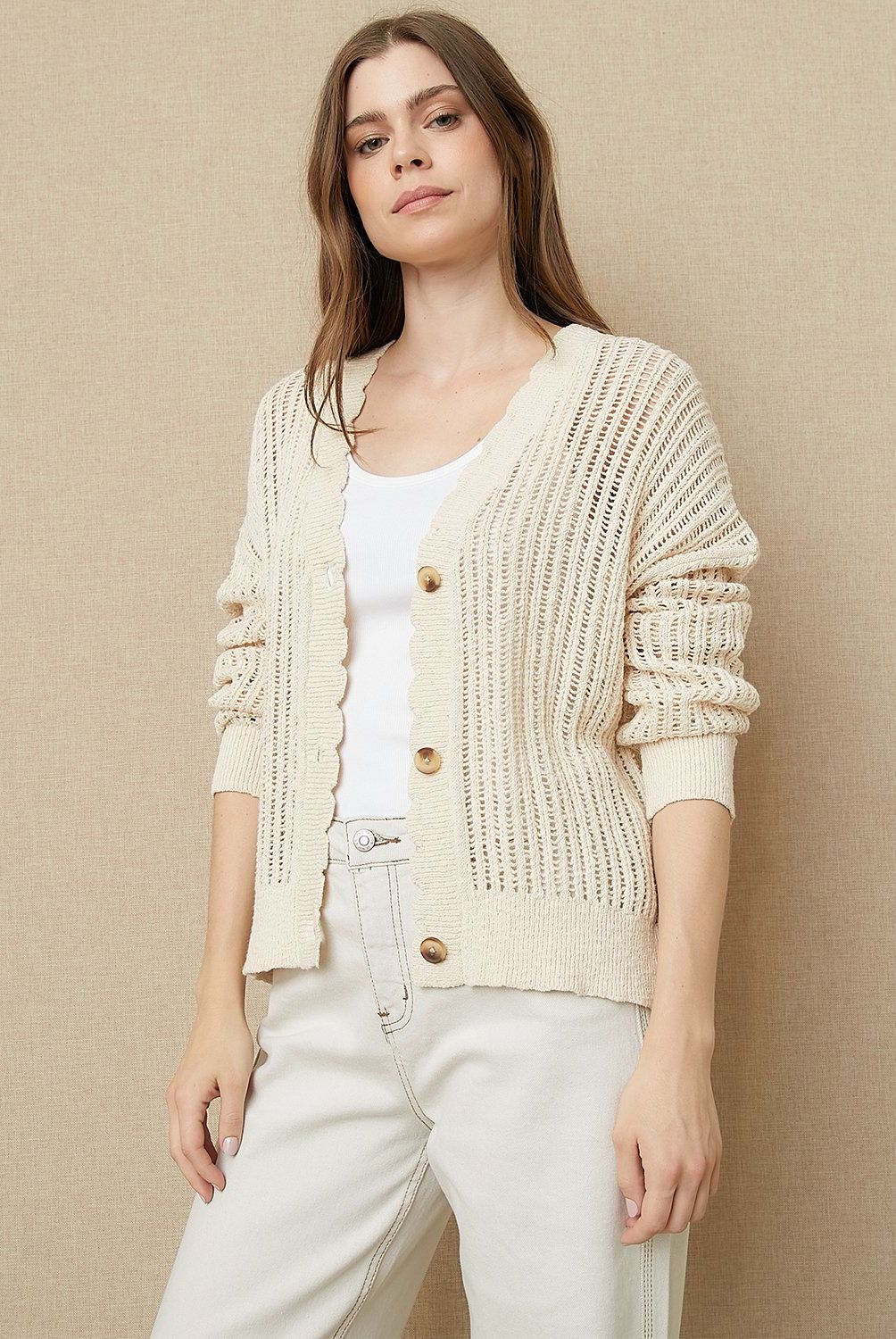 UNIVERSITY CLUB - Chaleco Cardigan University Club Algodón Manga Larga Mujer