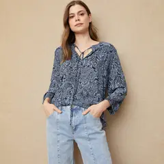 UNIVERSITY CLUB - Blusa Mujer Viscosa Manga Larga Animal Print
