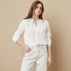 UNIVERSITY CLUB - Blusa Estampada Manga Larga Mujer Algodón
