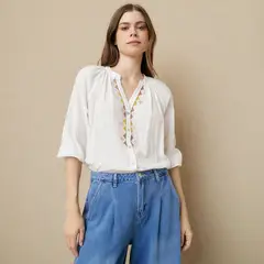 UNIVERSITY CLUB - Blusa Estampada Manga Larga Mujer Algodón