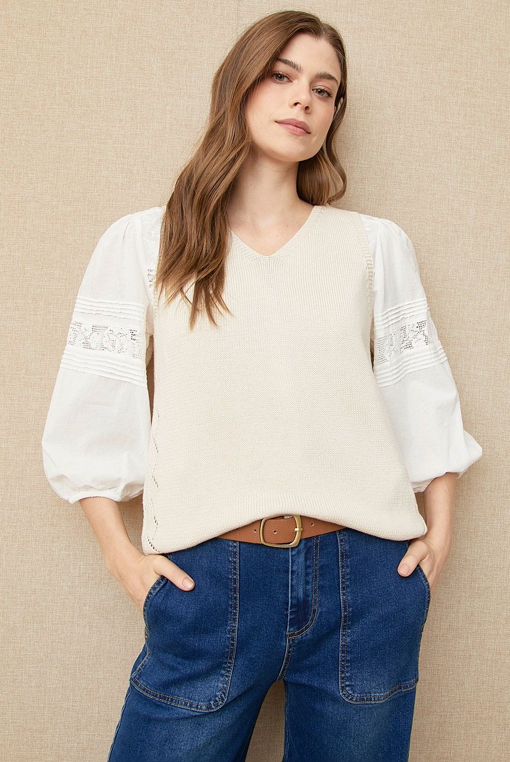 UNIVERSITY CLUB - Sweater University Club Sin Mangas Cuello V Mujer