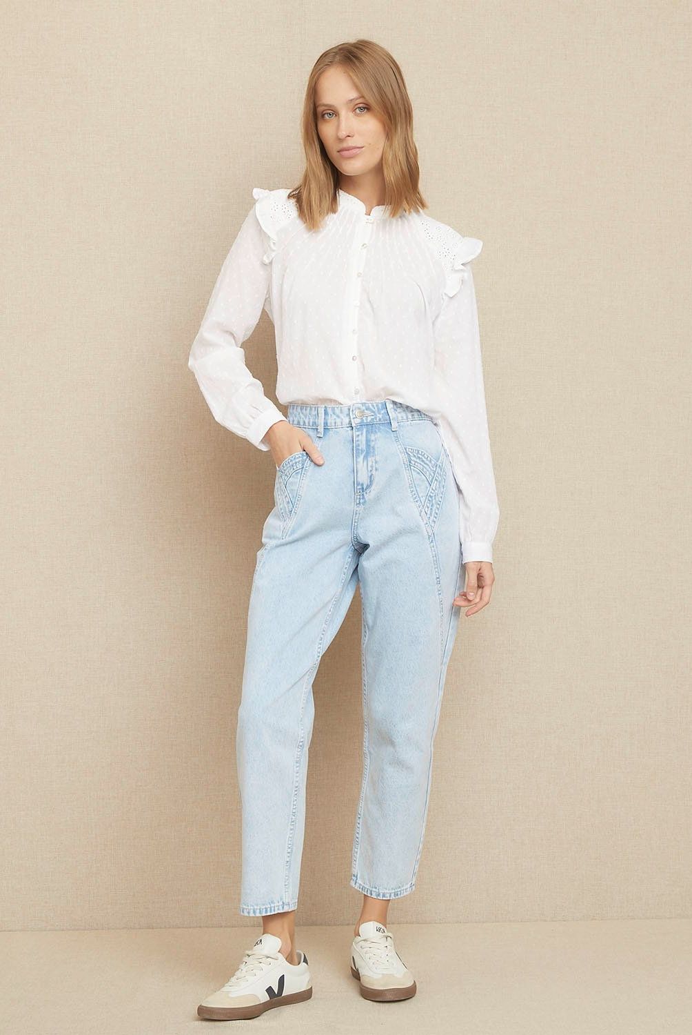 UNIVERSITY CLUB - Jeans Straight Tiro Medio University Club Mujer Algodón