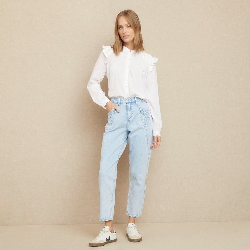 UNIVERSITY CLUB - Jeans Straight Tiro Medio University Club Mujer Algodón