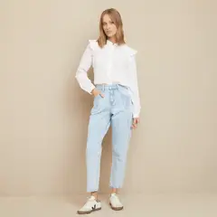 UNIVERSITY CLUB - Jeans Straight Tiro Medio Mujer Algodón