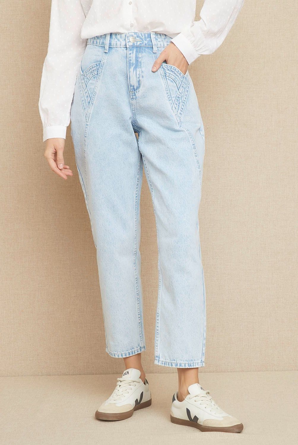 UNIVERSITY CLUB - Jeans Straight Tiro Medio University Club Mujer Algodón