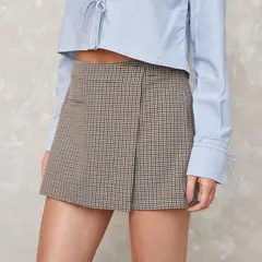 SYBILLA - Falda Corta Diseño Cuadros Mujer