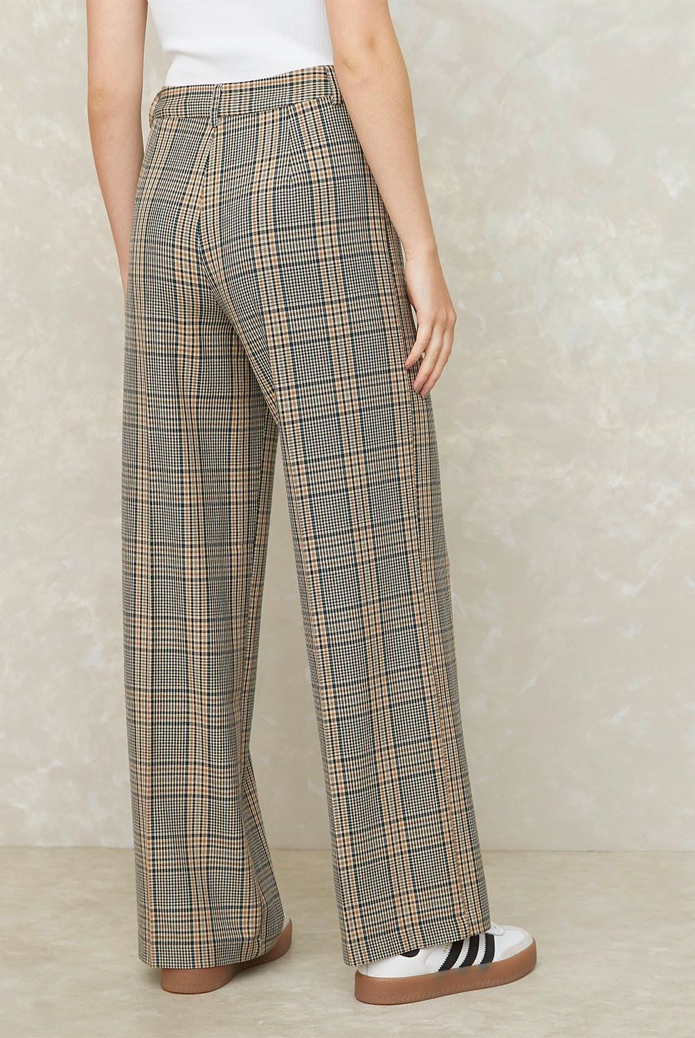 SYBILLA - Pantalones Rectos Mujer Sybilla Tiro Medio Diseño Cuadros