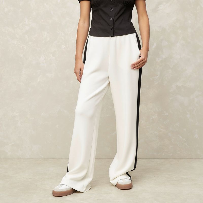 SYBILLA - Pantalón De Buzo Recto Tiro Medio Mujer Sybilla