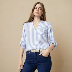 UNIVERSITY CLUB - Blusa Manga Larga Mujer Viscosa Flores