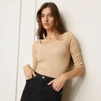 BASEMENT - Polera Manga Corta Mujer Casual
