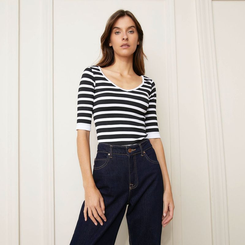 BASEMENT - Polera Manga Corta Basement Mujer Casual