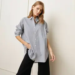 BASEMENT - Blusa Manga Larga Algodón Mujer