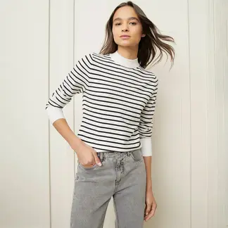 BASEMENT - Sweater Manga Larga Mujer Cuello Alto Liso