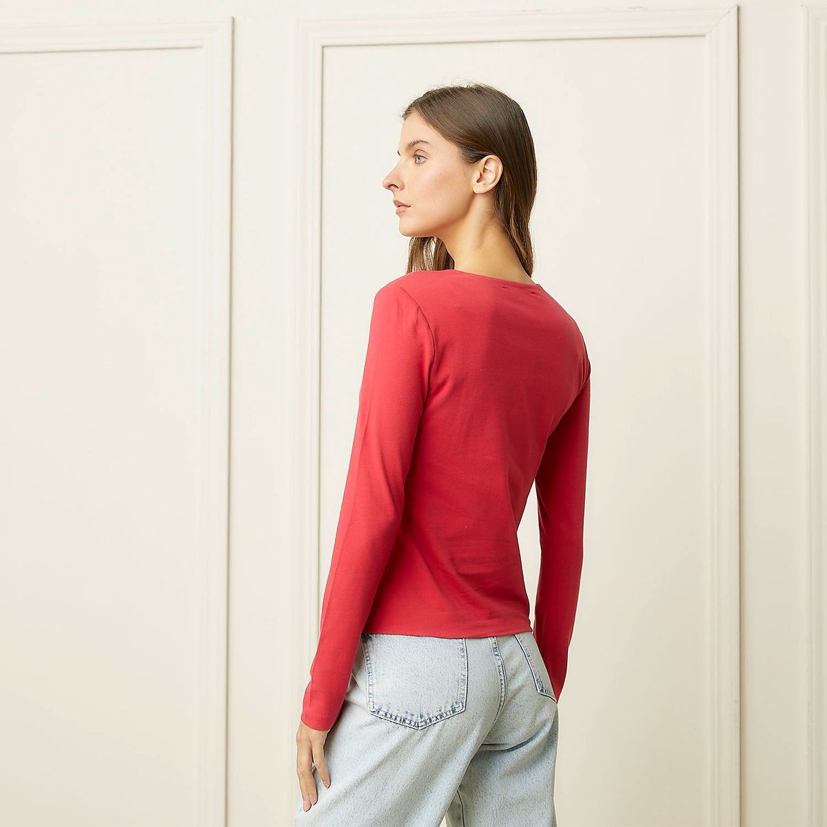 BASEMENT - Polera Manga Larga Algodón Mujer Basement