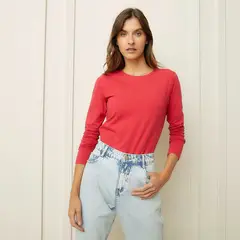 BASEMENT - Polera Manga Larga Algodón Mujer