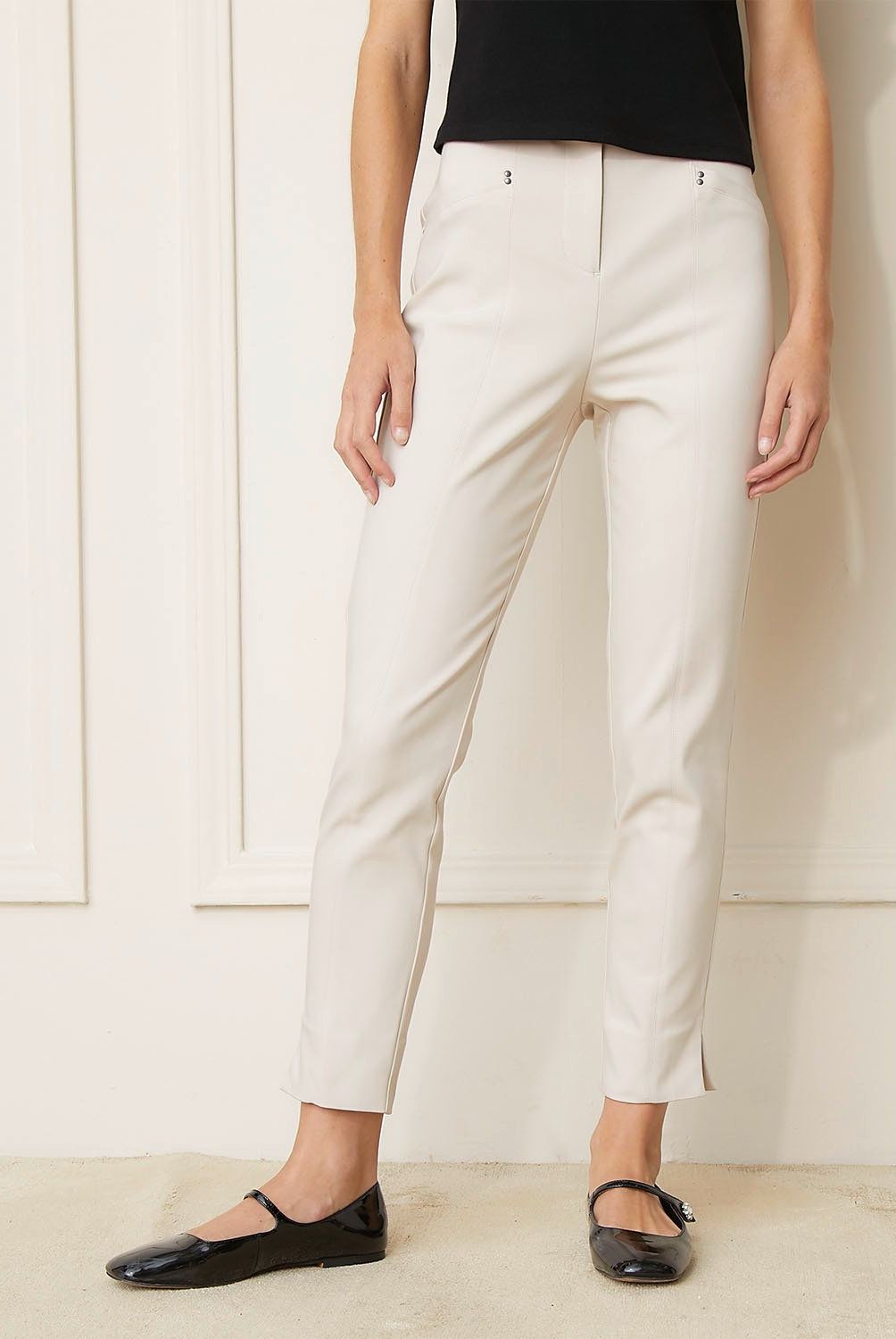 BASEMENT - Pantalón Sastre Slim Fit Tiro Alto Mujer Basement