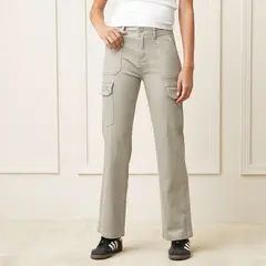 BASEMENT - Jeans Cargo Tiro Alto Mujer Fit Recto