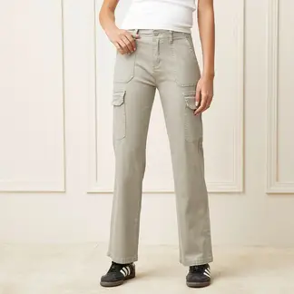 BASEMENT - Jeans Cargo Tiro Alto Mujer Fit Recto