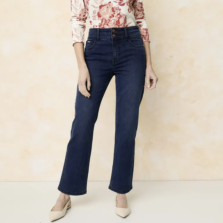 Jeans Straight Tiro Medio Mujer