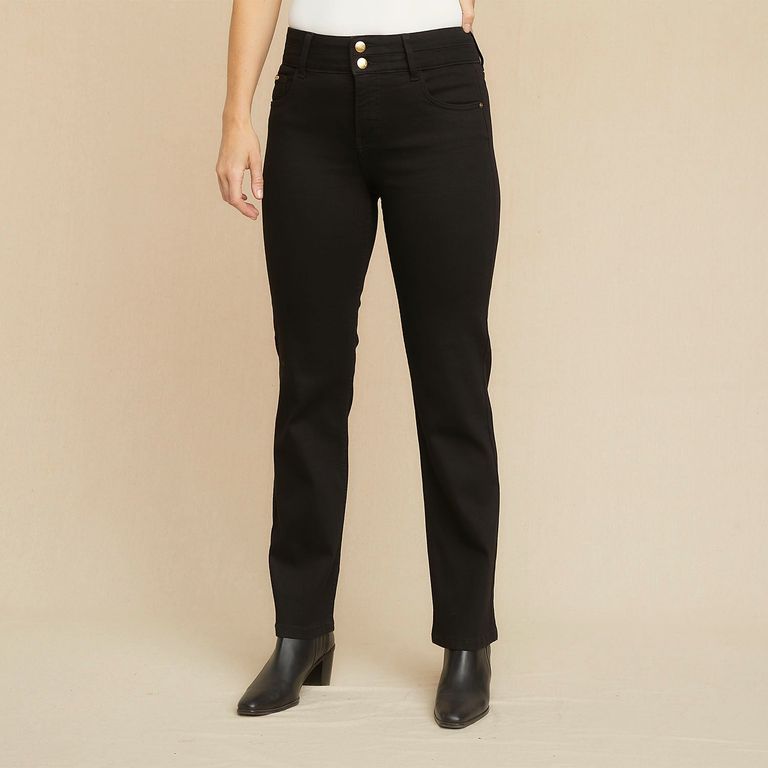 Jeans Straight Tiro Medio Mujer