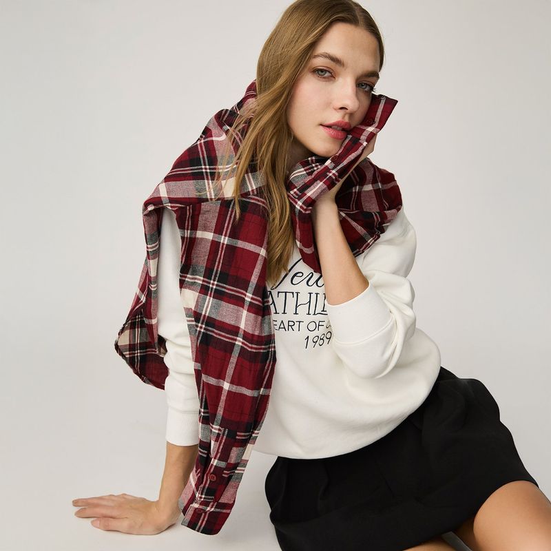 SYBILLA - Blusa a Cuadros Manga Larga Sybilla Mujer Algodón Casual