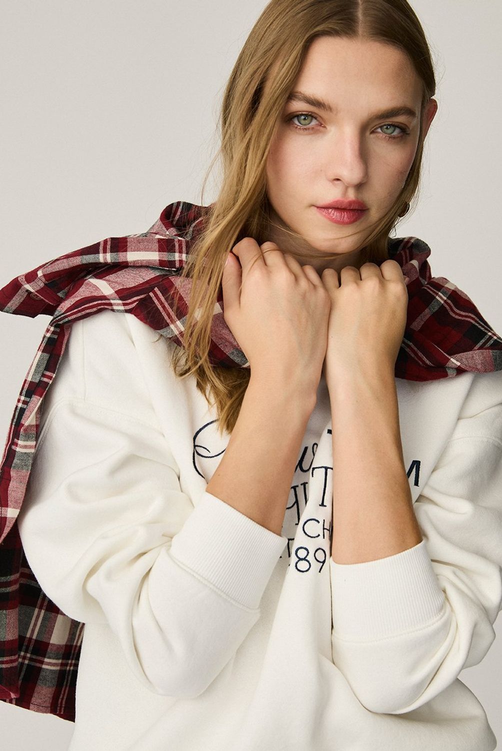 SYBILLA - Blusa a Cuadros Manga Larga Sybilla Mujer Algodón Casual
