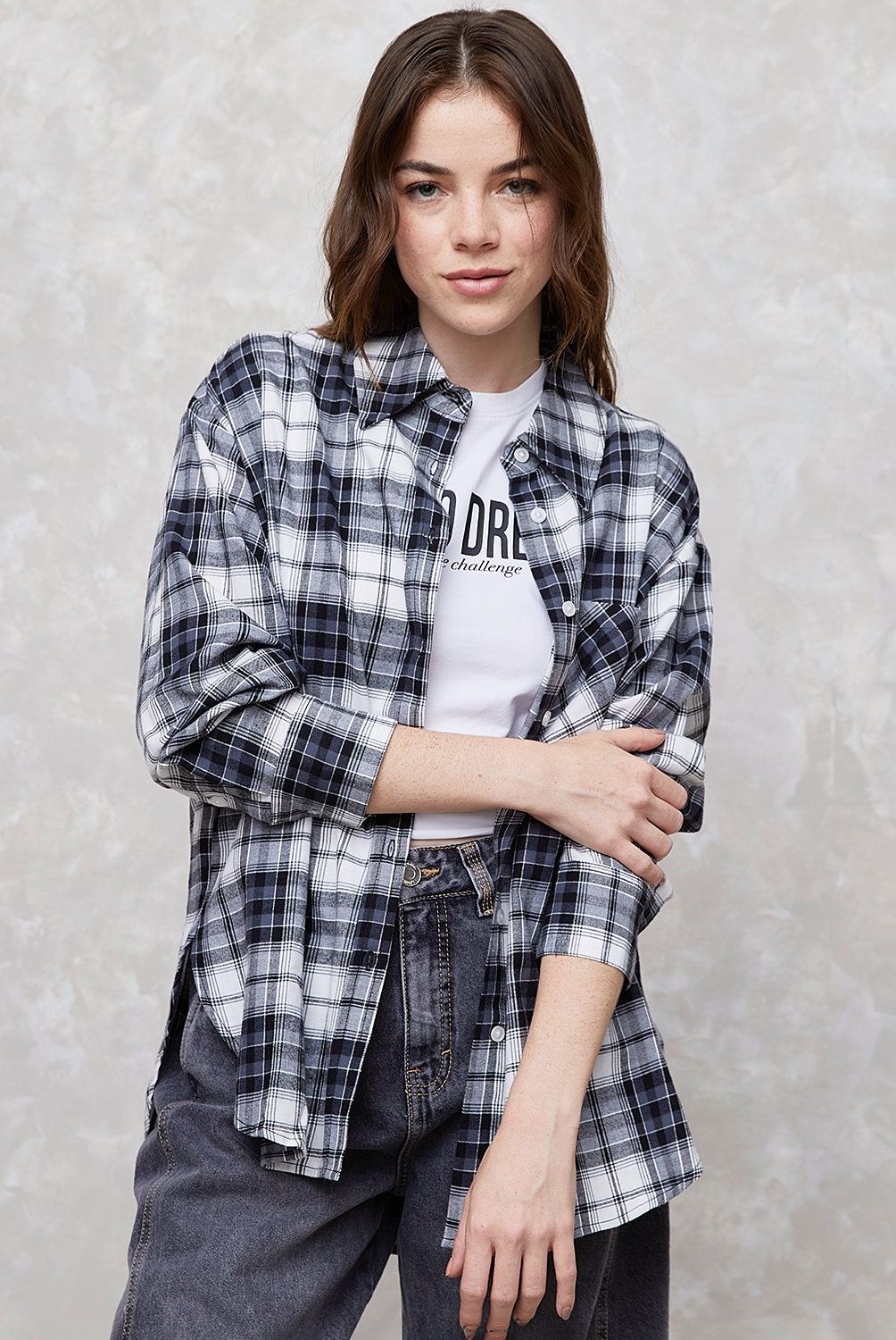 SYBILLA - Blusa a Cuadros Manga Larga Sybilla Mujer Algodón Casual