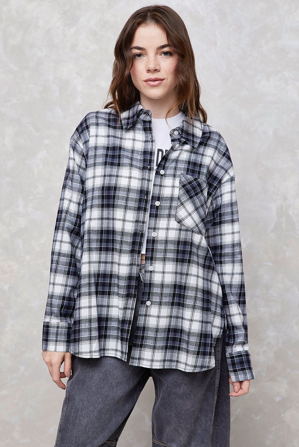 SYBILLA - Blusa a Cuadros Manga Larga Sybilla Mujer Algodón Casual