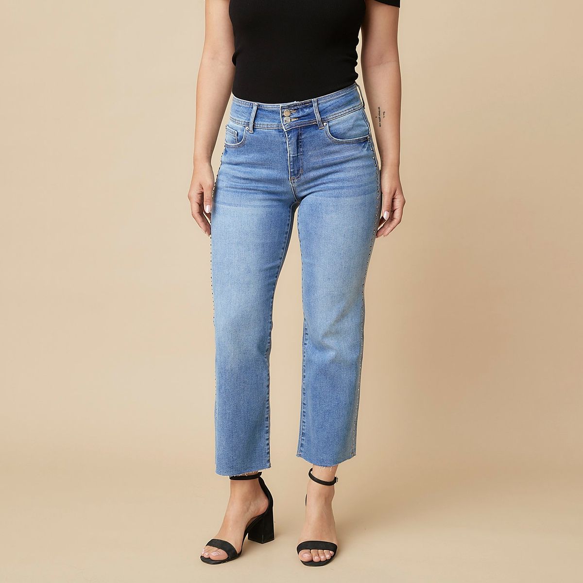 MOSSIMO - Jeans Straight Tiro Alto Mujer Mossimo