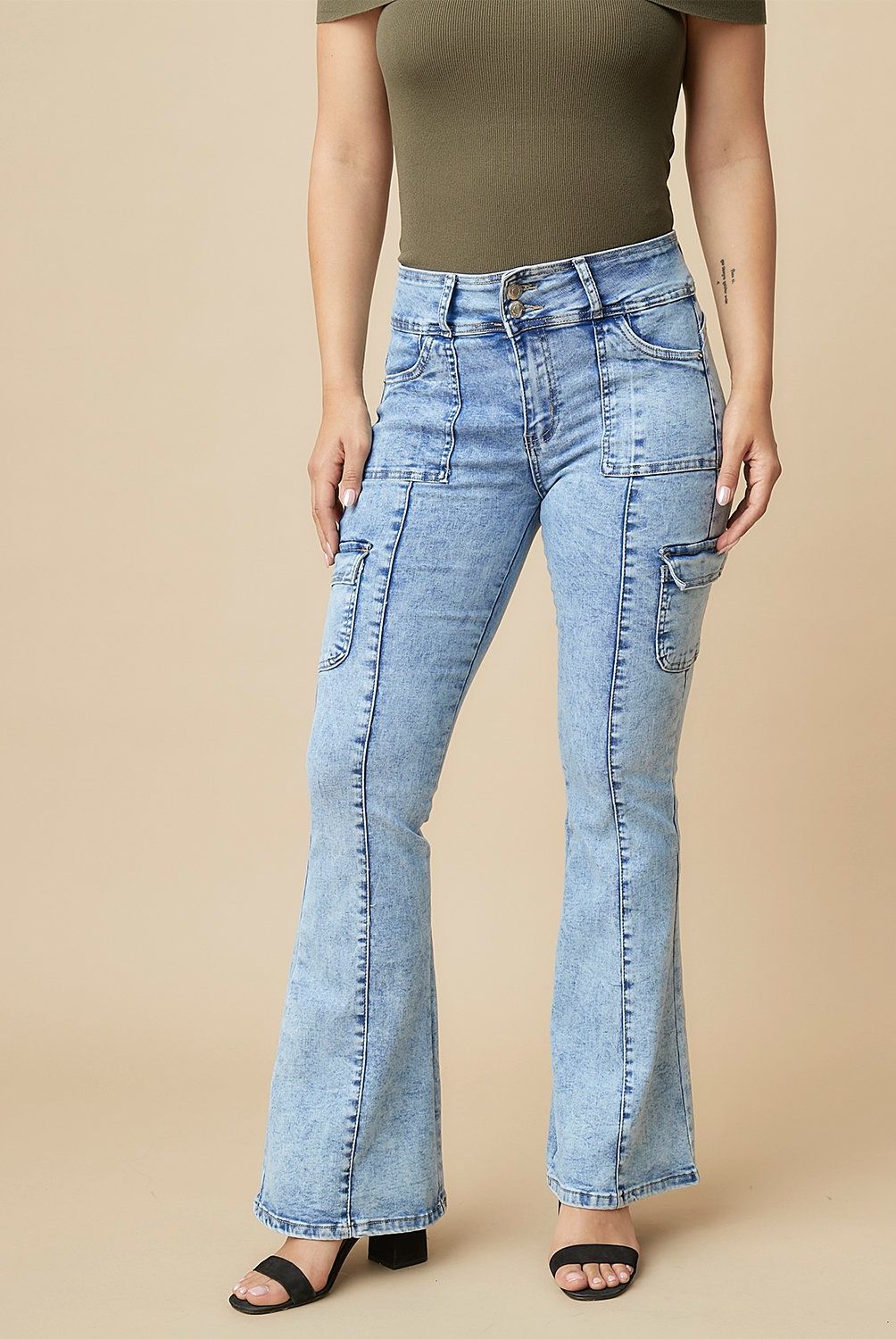 MOSSIMO - Jeans Cargo Tiro Medio Mujer Mossimo