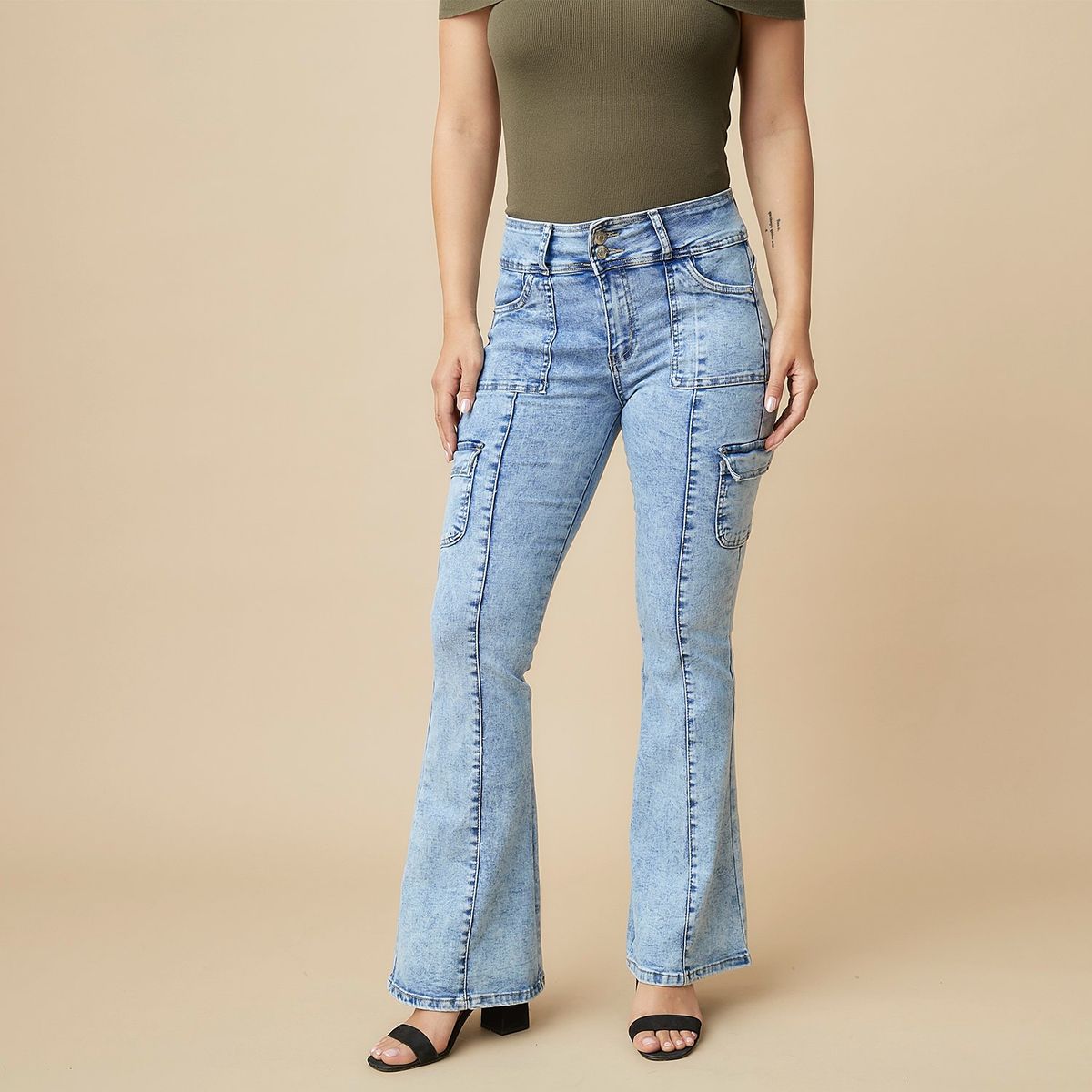 MOSSIMO - Jeans Cargo Tiro Medio Mujer Mossimo