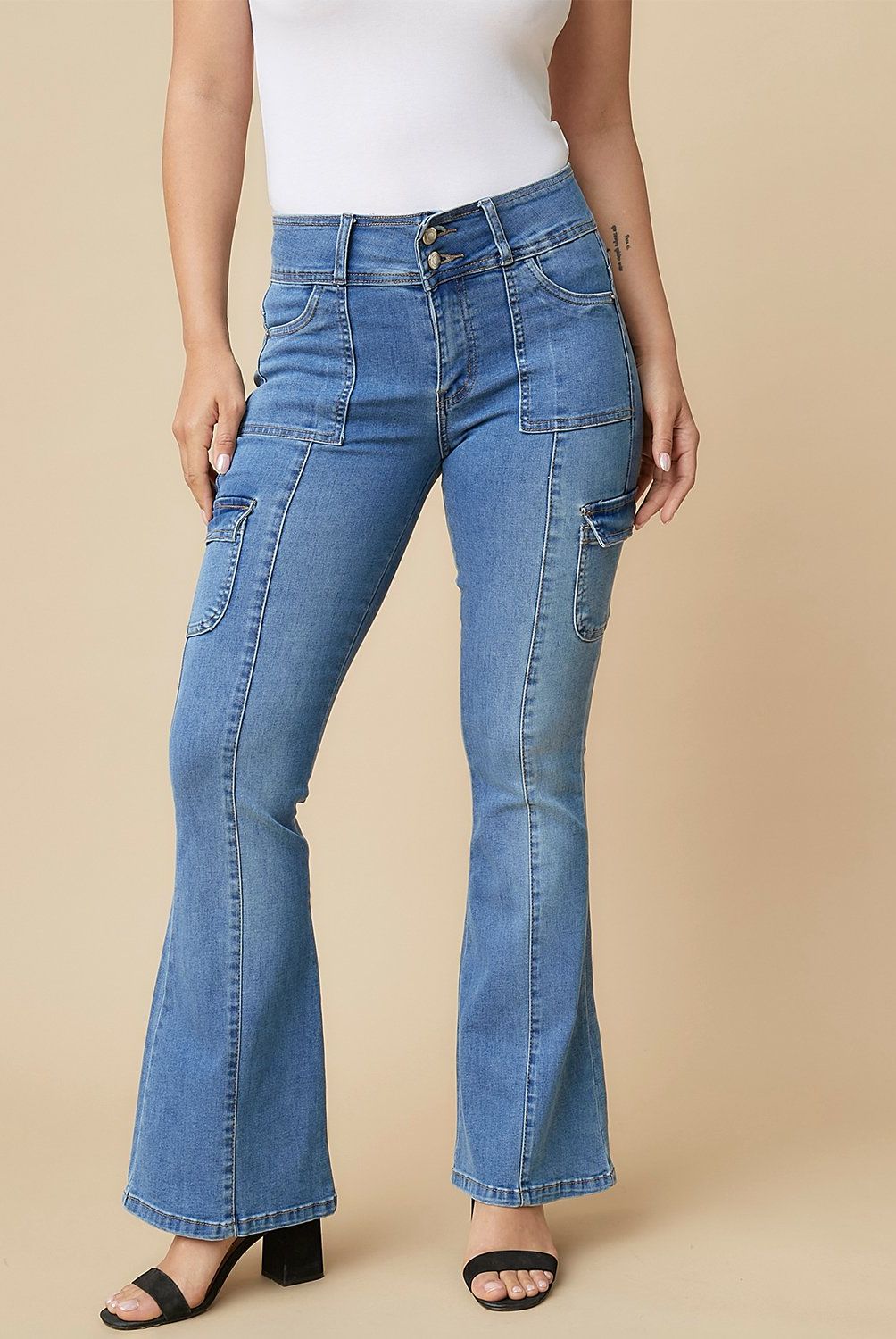 MOSSIMO - Jeans Cargo Tiro Medio Mujer Mossimo