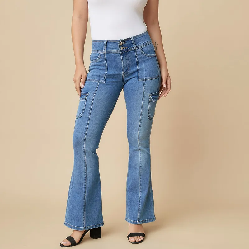 MOSSIMO - Jeans Cargo Tiro Medio Mujer Mossimo