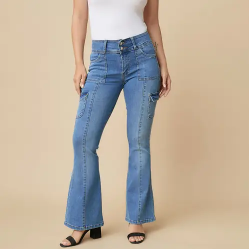 MOSSIMO - Jeans Cargo Tiro Medio Mujer