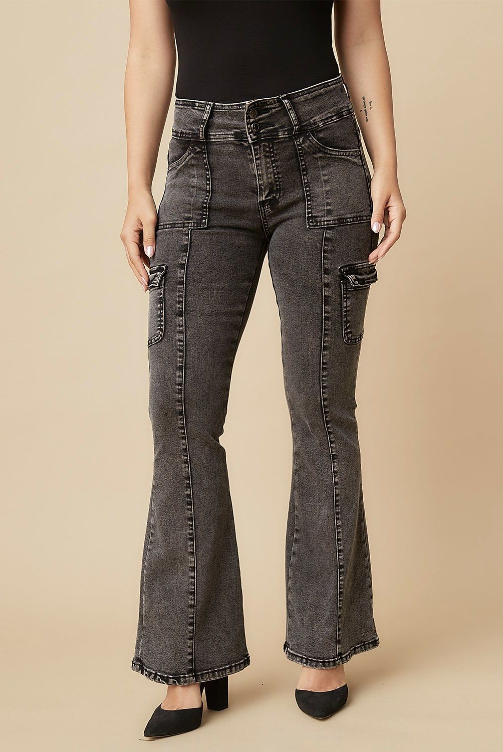 MOSSIMO - Jeans Cargo Tiro Medio Mujer Mossimo