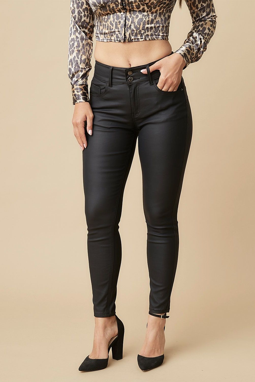MOSSIMO - Jeans Skinny PU Tiro Medio Mujer Mossimo